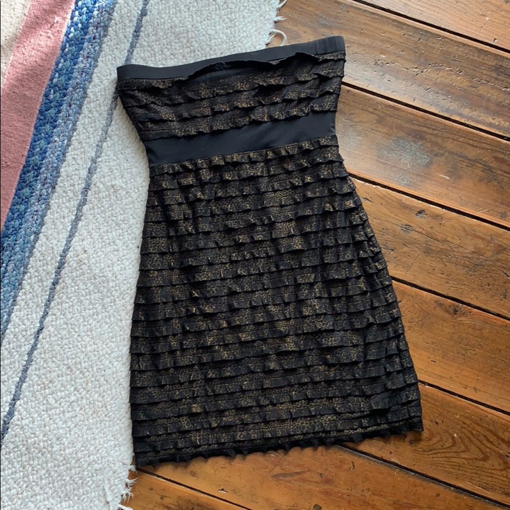 Black and gold bodycon tube top party dress